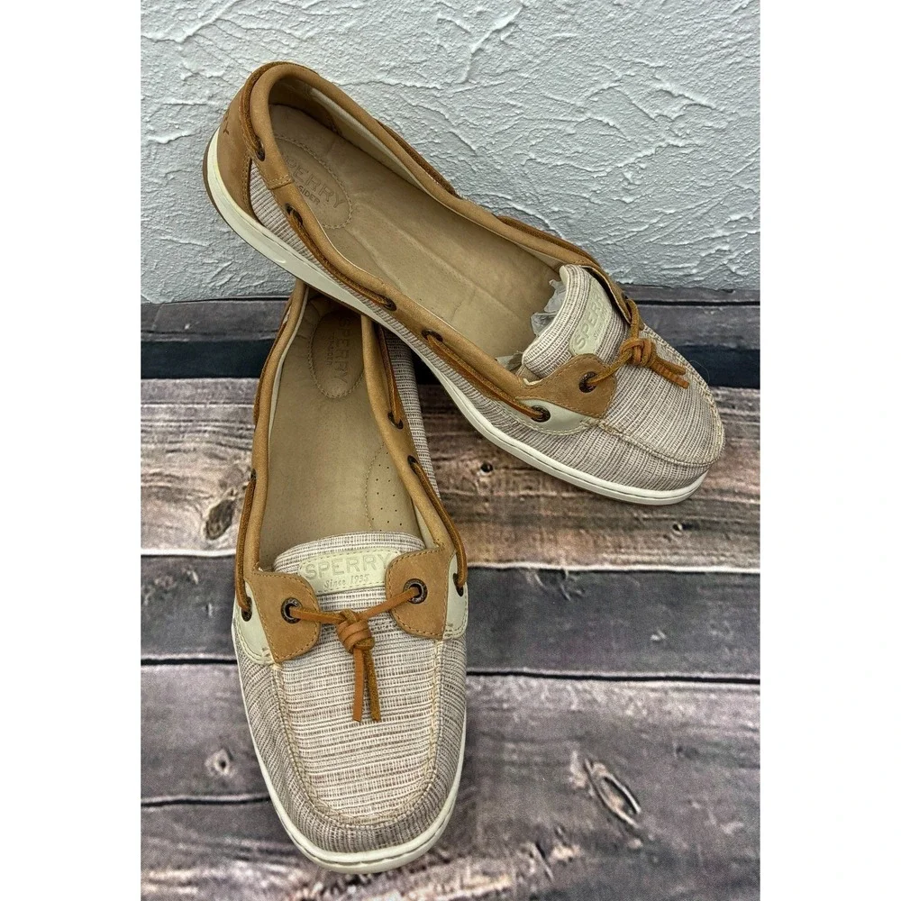 Sperry Top-Sider Angelfish Boat Shoes Womens 12M Tan Beige Leather STS99201